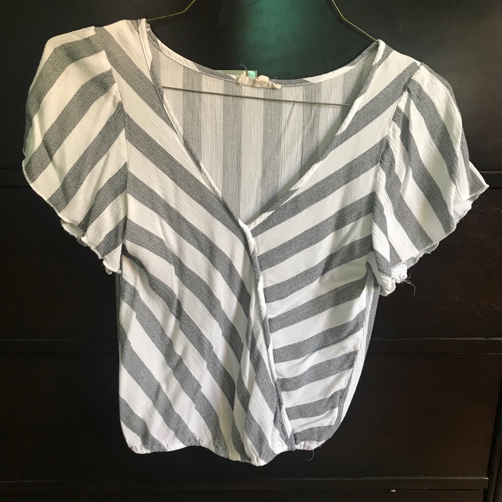 Gray and white blouse